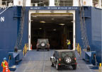 vehicles entering Pasha ship